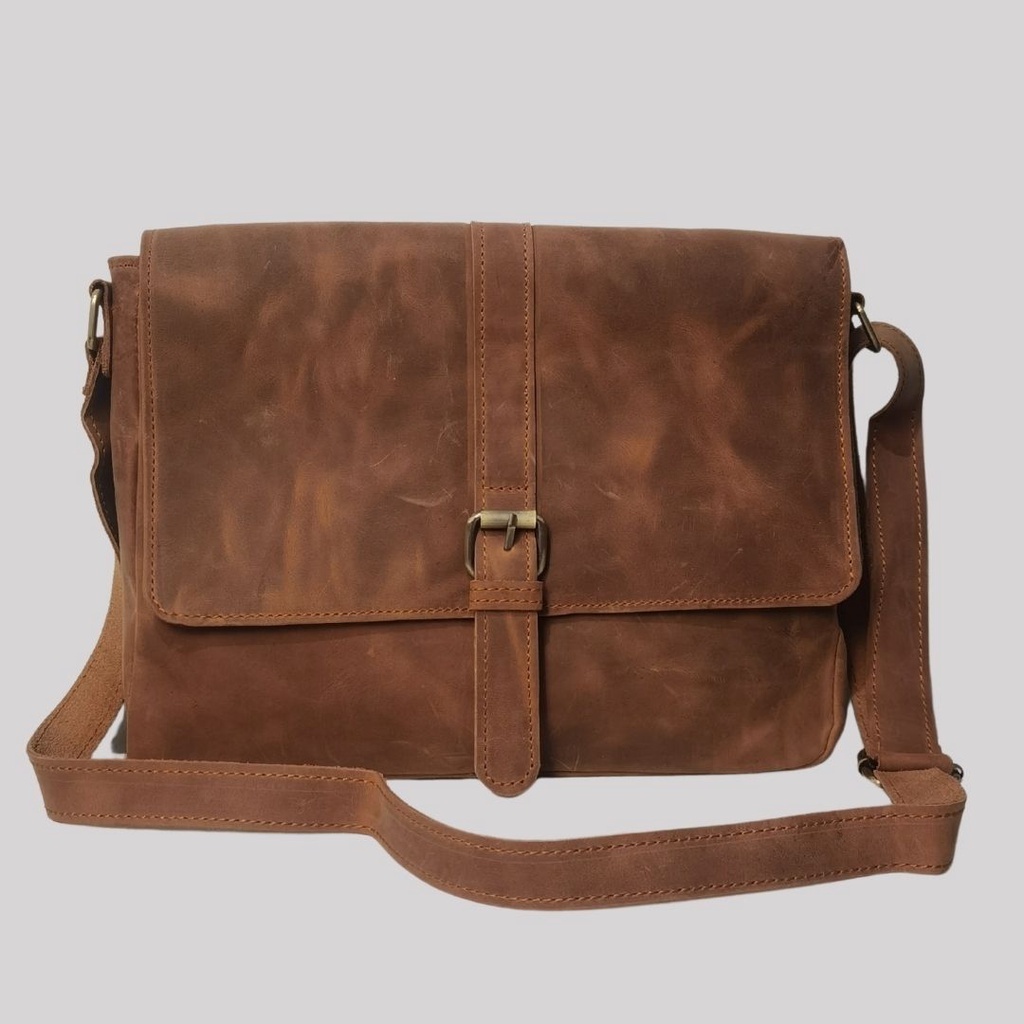 Tas kerja kulit asli - tas messenger laptop bisa grafir nama