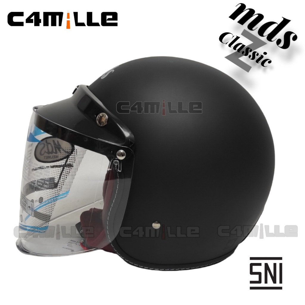HELM MDS Z CLASSIC SOLID BLACK DOFF HALF FACE