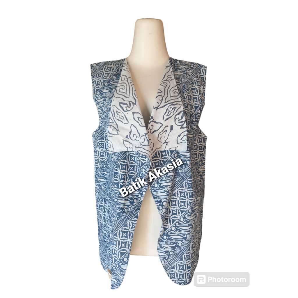 Outer batik cap 2 in 1 dengan pewarnaan indigofera