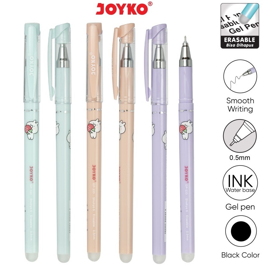 

Pen Bisa Hapus JOYKO GP333 1pack isi12Erasable Gel PenShokyo6 GP333 KODE T5L9