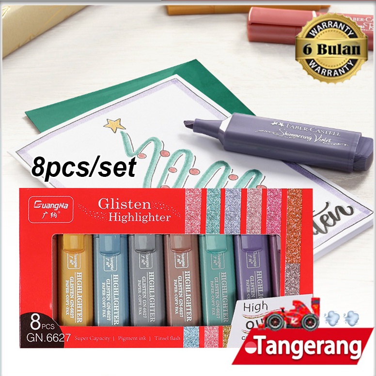 

8pcsbox Textliner Faber Castell Highlighter Metalik 8 Warna Textliner 46 Metallic KODE L9F3