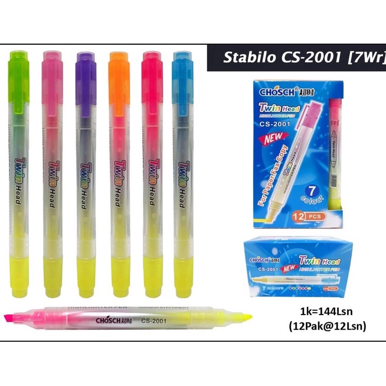 

Stabilo chosch twin head model 7 warna isi 12 pc KODE O3V9