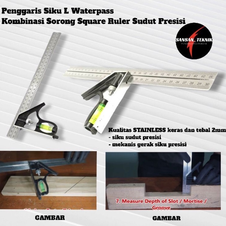 

KODE Q4E2 Combinasion Square Ruler Siku Kombinasi Penggaris Waterpass