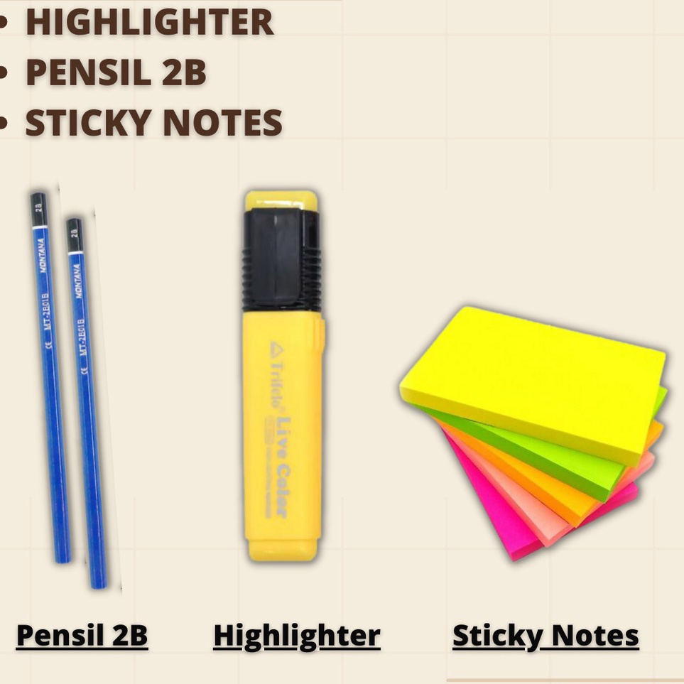 

Hadiah Pensil 2B Highlighter Sticky Notes KODE B8A9