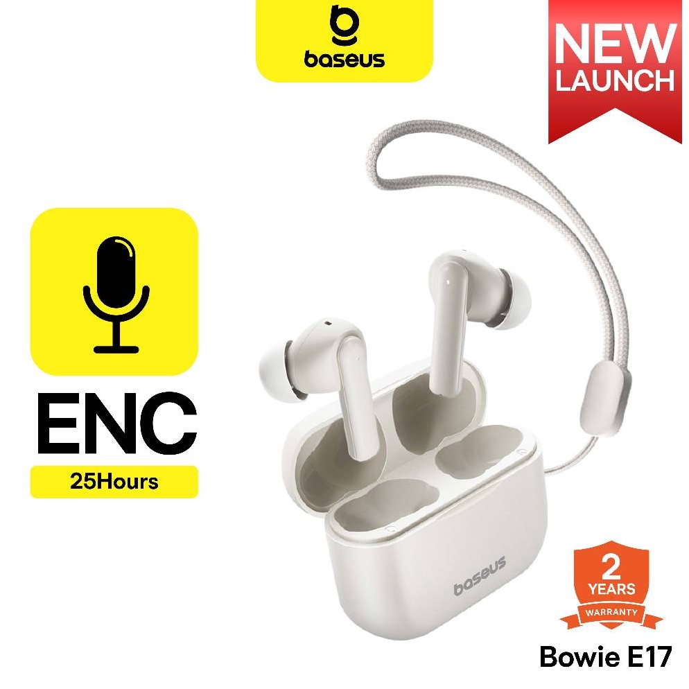 BASEUS TWS Bowie E17 True Wireless Bluetooth Earphone TWS 25H  ListeningENC Lanyard  Garansi 2 Tahun