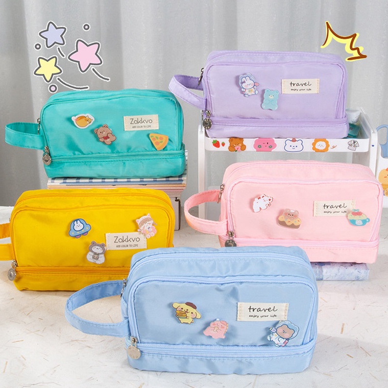 

KODE X9L9 Tas Pensil Multifungsi Office Student Stationery Organizer School Supplies Tempat Kosmetik Bag Large Capacity Pencil Bag Penyelenggara Tote Organizer Kantong Pena Siswa Lapisan Ganda
