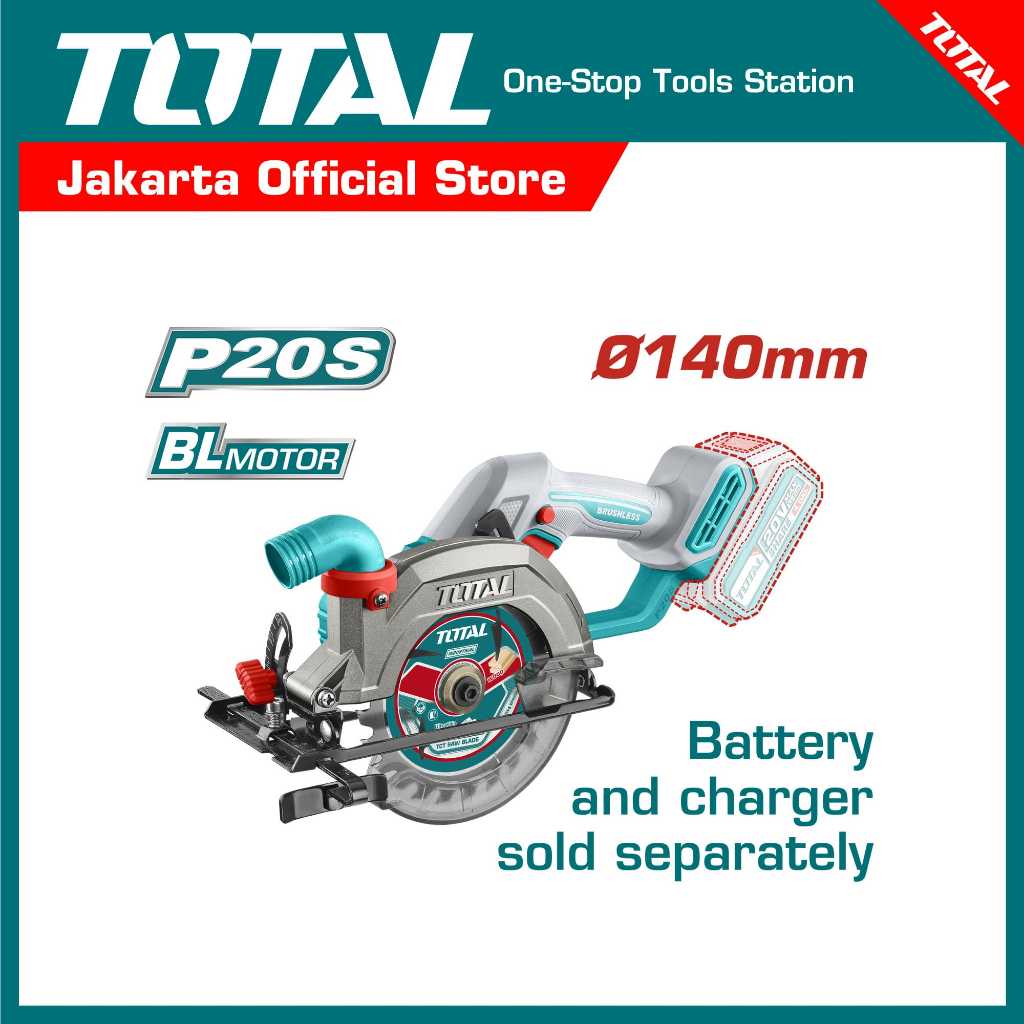 TOTAL Cordless Circular Saw TSLI1402 - Gergaji Putar (Unit Only)