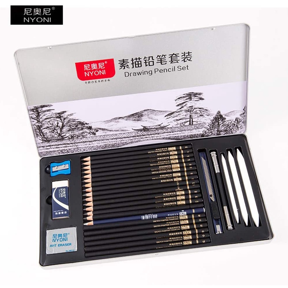 

NYONI Sketch Drawing Pencil Set 29 Pensil Lukis Sketsa Set Lengkap KODE G1N9