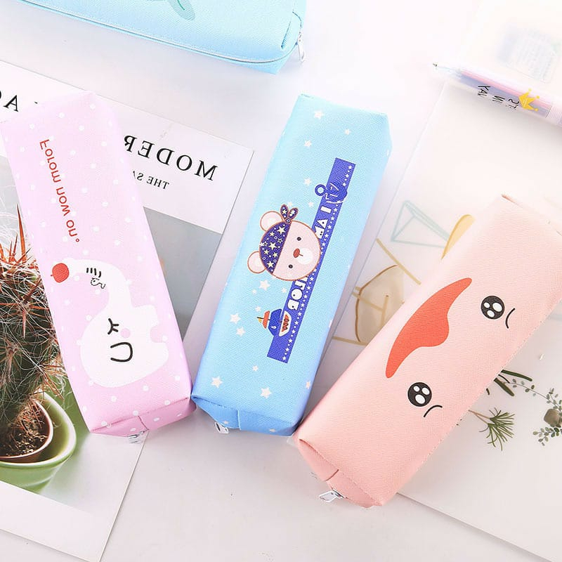 

Tempat Pensil Dan Alat Tulis Sekolah / Cute Cartoon Animal PU Pencil Case with Zipper Waterproof Durable Pen Pouch