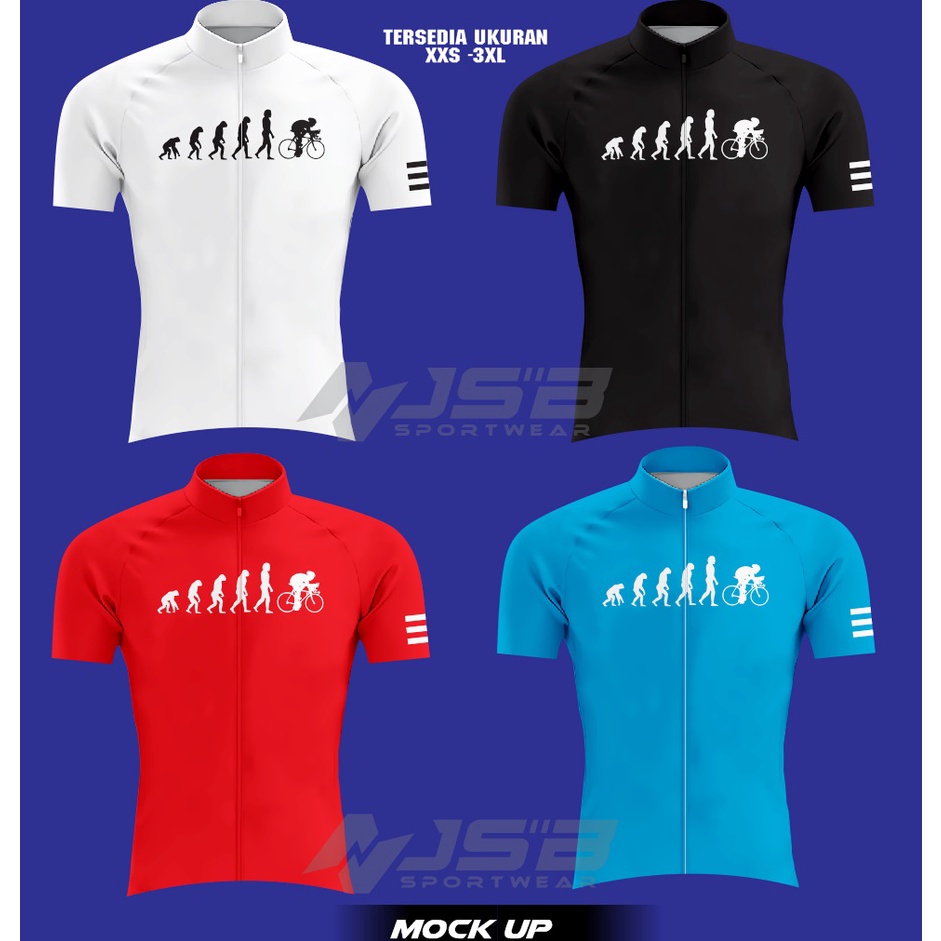 KODE U96J JERSEY SEPEDA ROADBIKE LENGAN PENDEKPAKAI KANTONG DAN RESLETING DESIGN EVOLUTION WARNA HIT