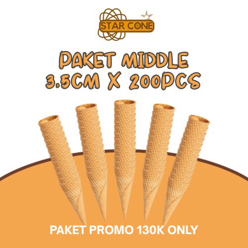 

PAKET STARCONE 200PCS MIDDLE WAFLLE SUGAR CONE CRUNCHY DIAMETER 3,5CM-200pcs