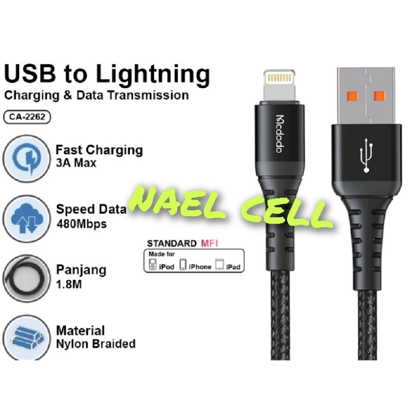 Kabel charger iPhone mcdodo usb to light 1,8M