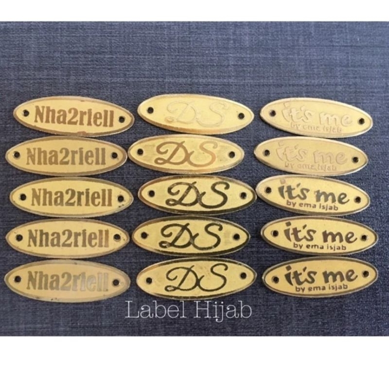 

label plat hijab gold model oval