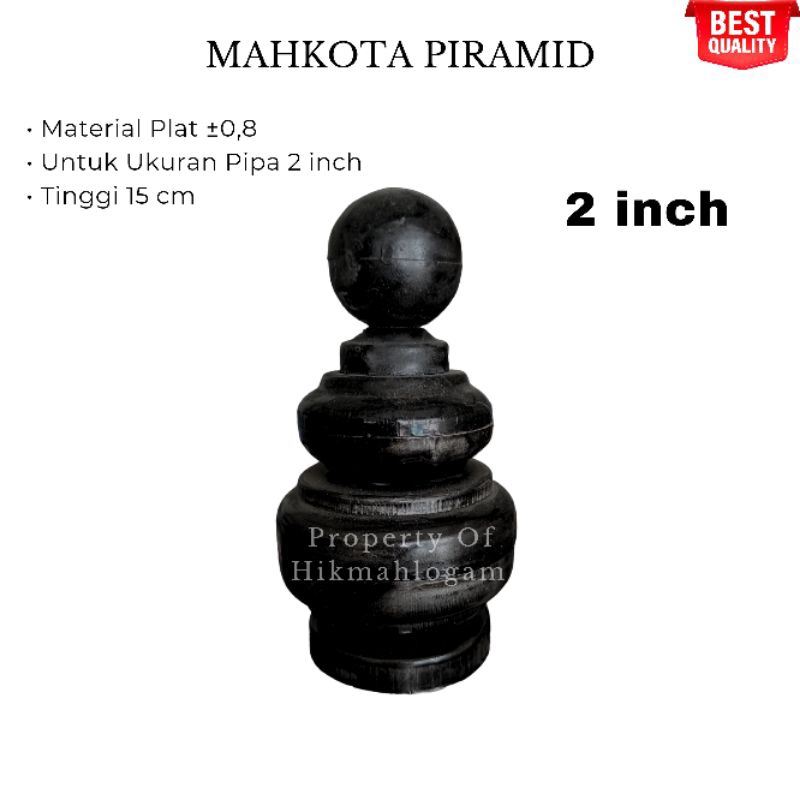 Mahkota Piramid Besi Pipa 2 inch | aksesoris pagar tralis dll