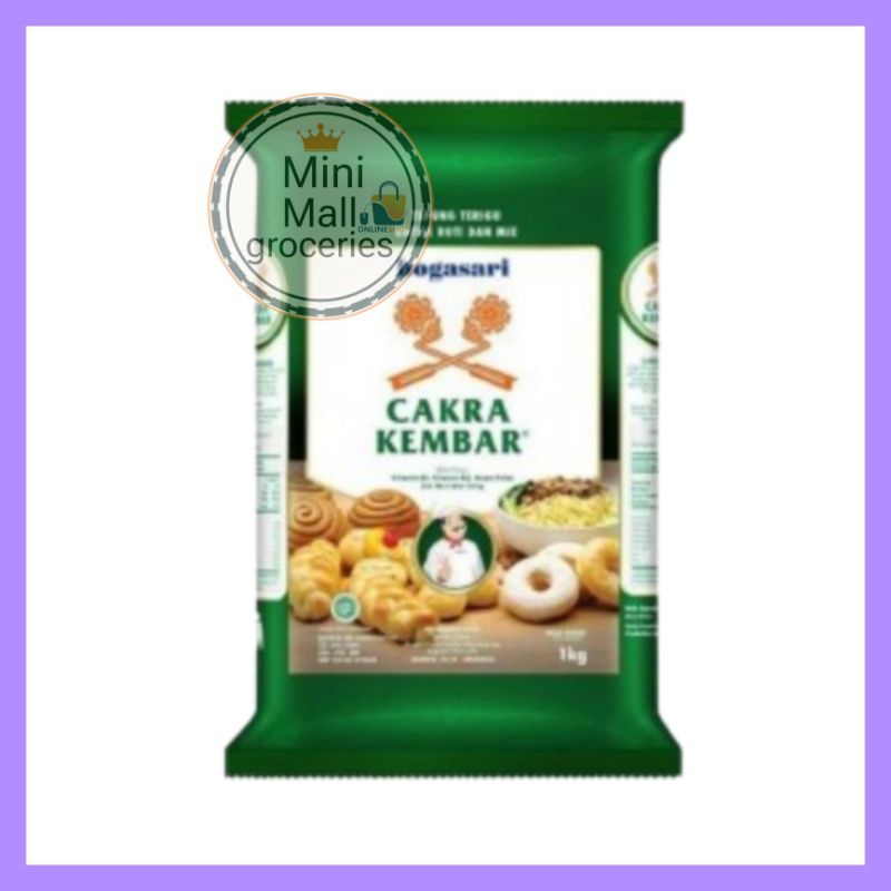 

tepung terigu cakra kembar 1kg premium 1dus isi 12pcs / bogasari
