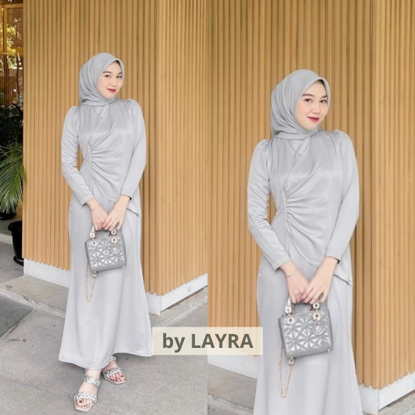 PALING MURAH - DRESS DIVA SATIN POLOS MUSLIM WANITA SLIMFIT DETAIL MUTIARA PINGGANG  PRESS GAMIS WAN