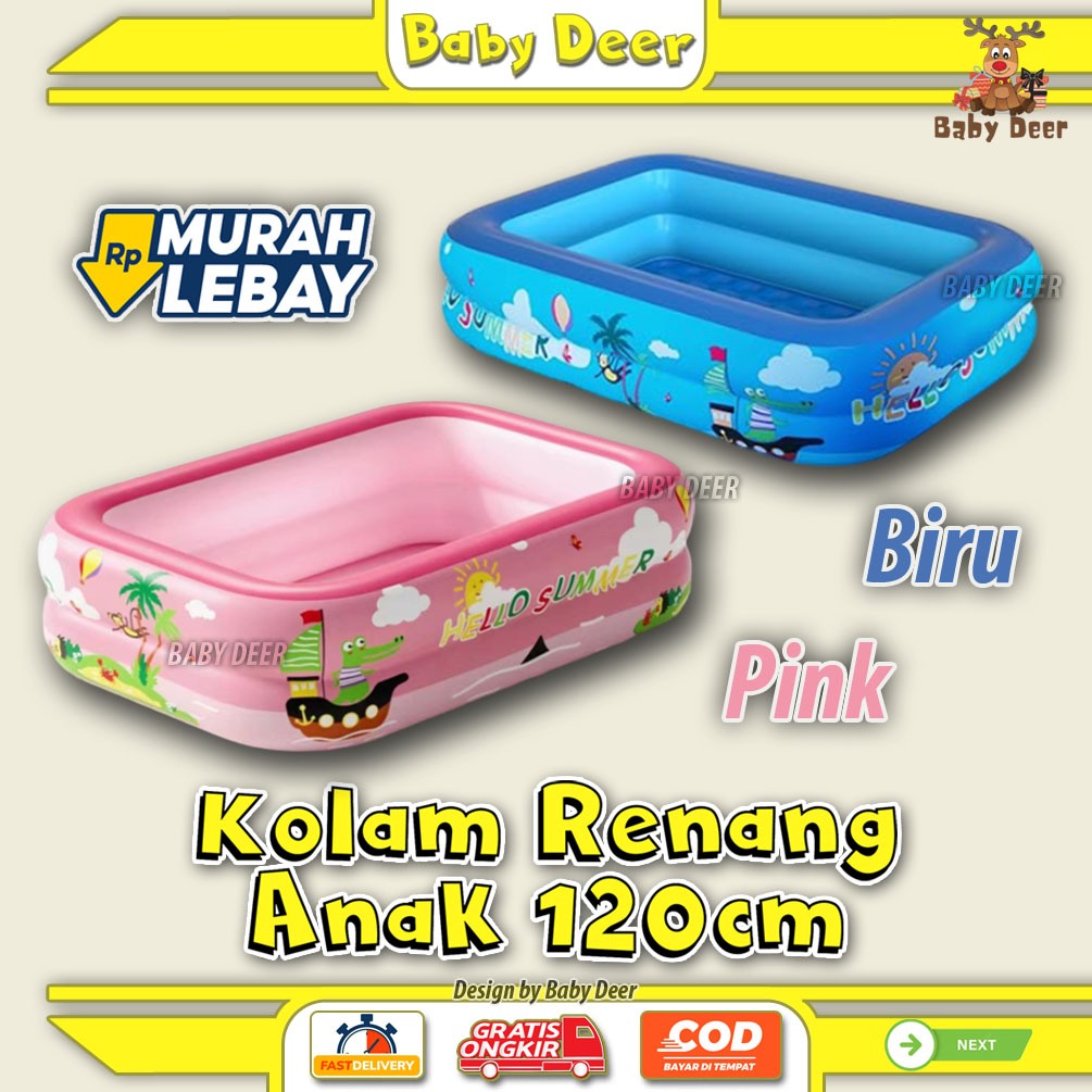Et7 Kolam Renang Anak 120cm Persegi Playground Ocean Jumbo Besar Lucu Hadiah Kado Ulang Tahun Cewe C