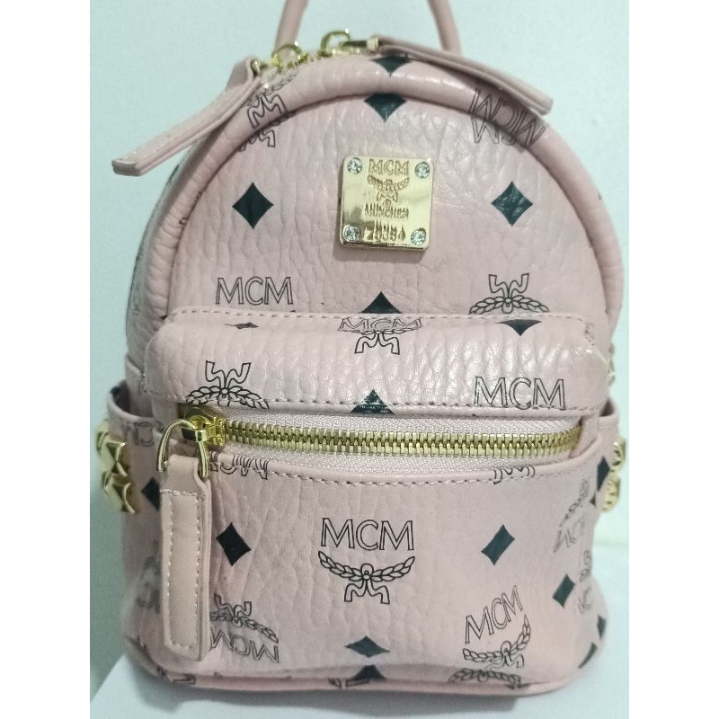 mcm tas ransel mini pink