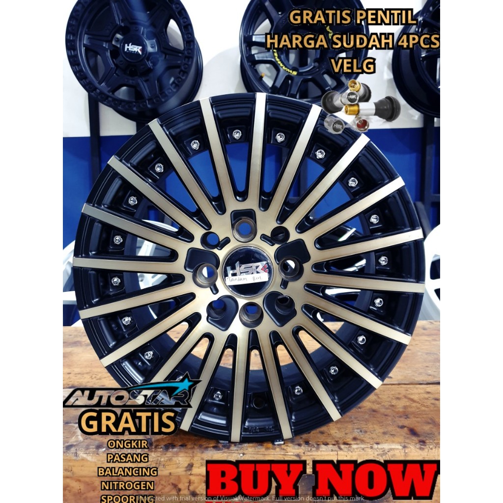 jual velg mobil racing hsr tandam R14 pcd 4x100-4x114,3 black oil face cocok untuk mobilAerio, Celer