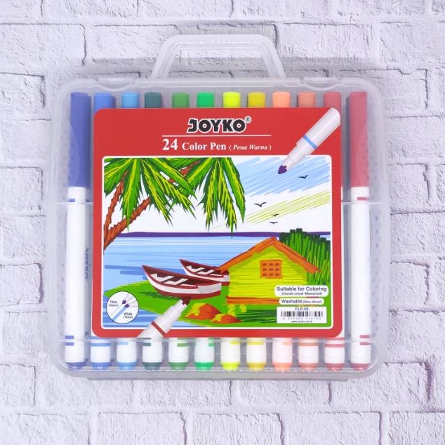 

BIG SALE Spidol 24 warna washable wipe clean joyko CLP 5