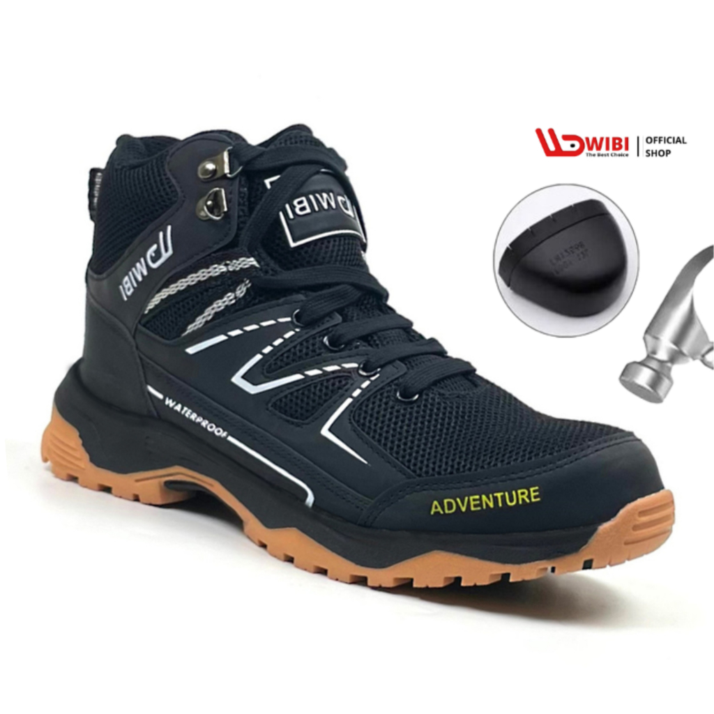 Wibi SP42-02 Sepatu Pria Boot Outdoor Safety Ujung Besi Biker Hiking Hitam Size 39 - 43