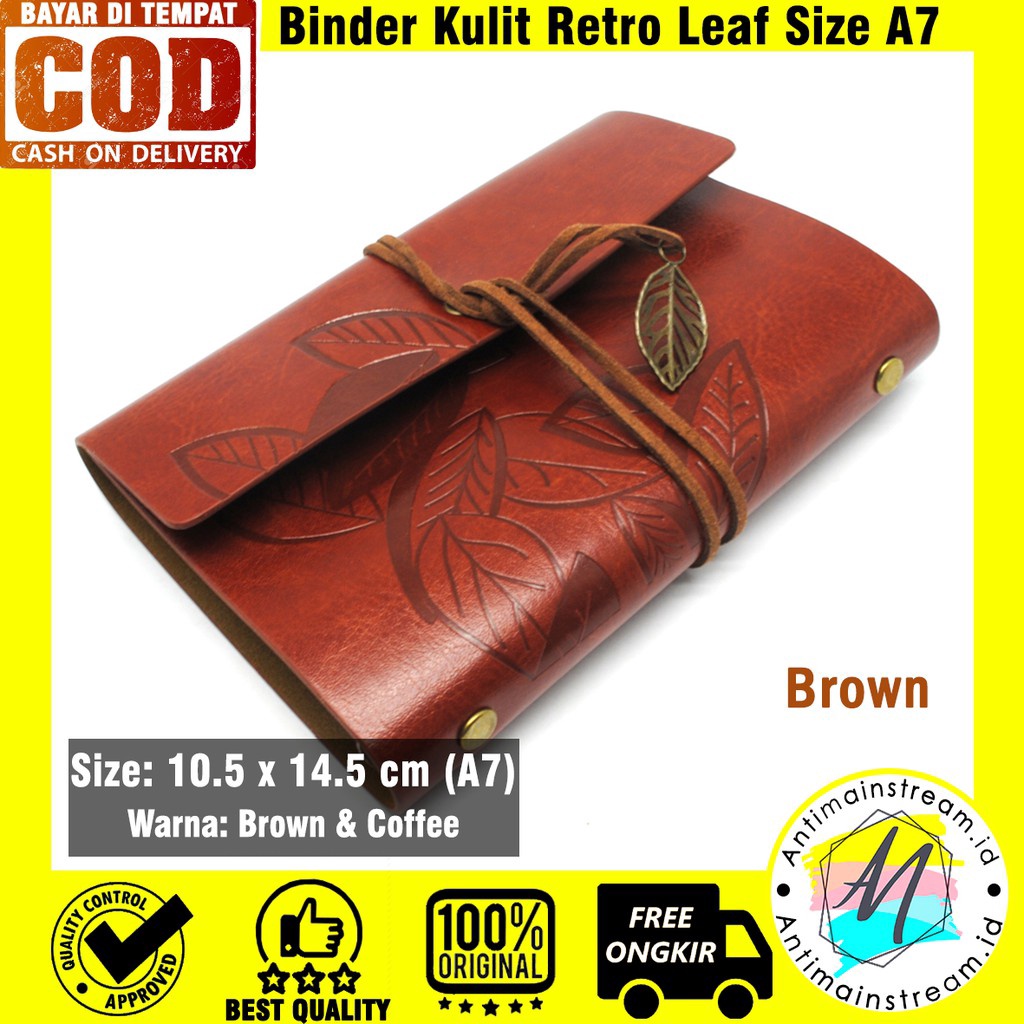 

TERMURAH Bisa Custom Nama Logo Buku Catatan Binder Kulit Retro Leaf Kertas A7 Buku Agenda Jurnal Kulit A7