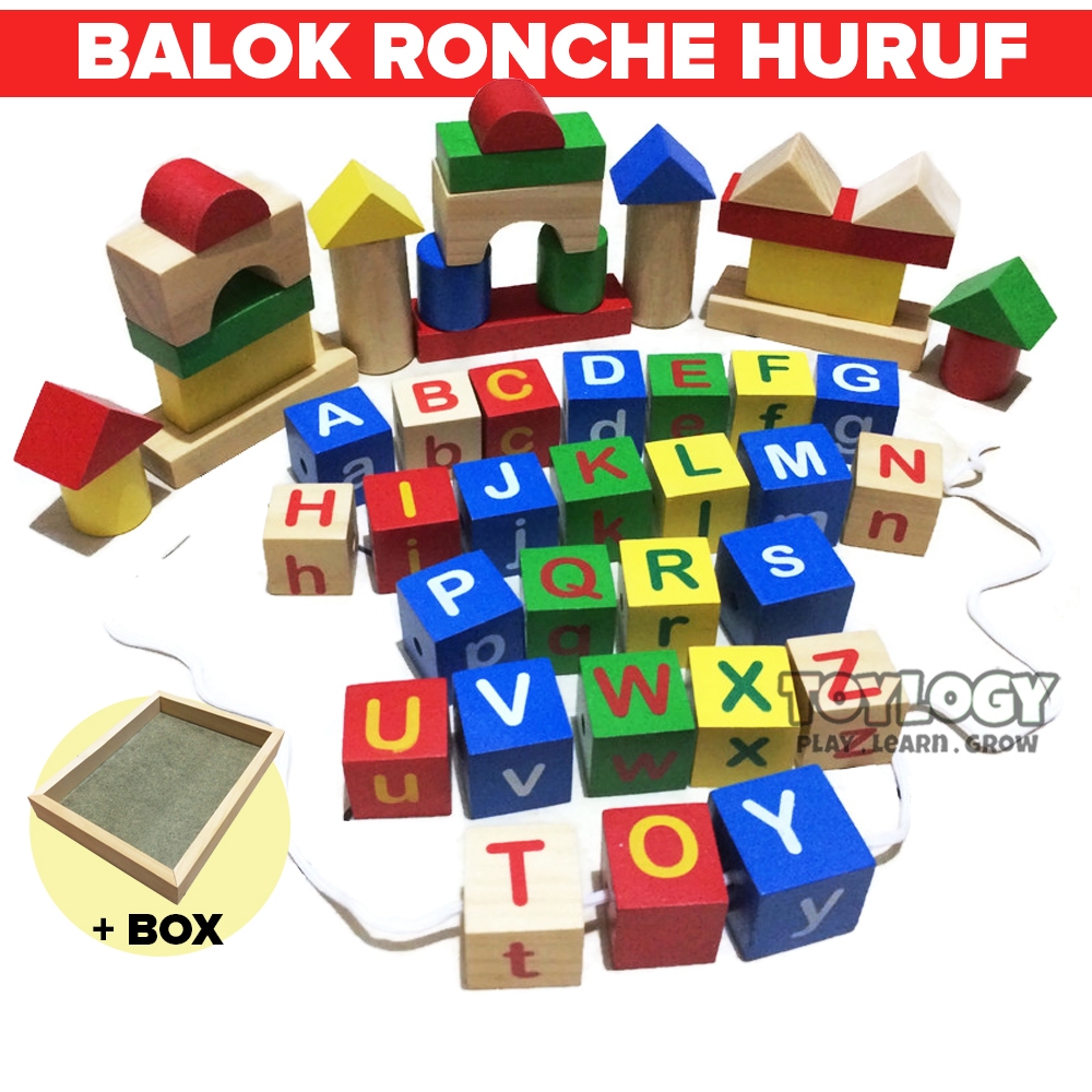 Mainan Kayu Balok Ronche Huruf Blok Abjad Ronce ABC