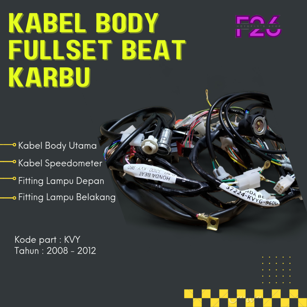 Paket Full set Kabel Body Beat Karbu KVY Set PNP Bagian Utama Spidometer Fitting Lampu Depan Belakan