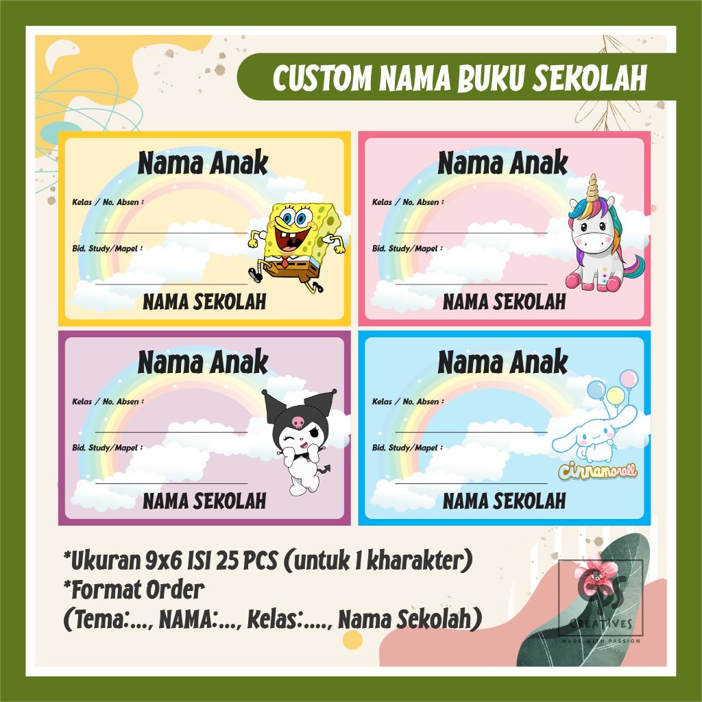 

Sticker Label Nama Buku Pelajaran Stiker Book Name Kelas Mapel Sekolah