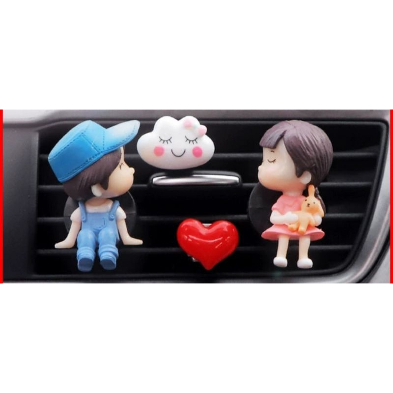 Pasangan Boneka Dekorasi Dashboard Mobil Hiasan Romantis untuk AC Mobil