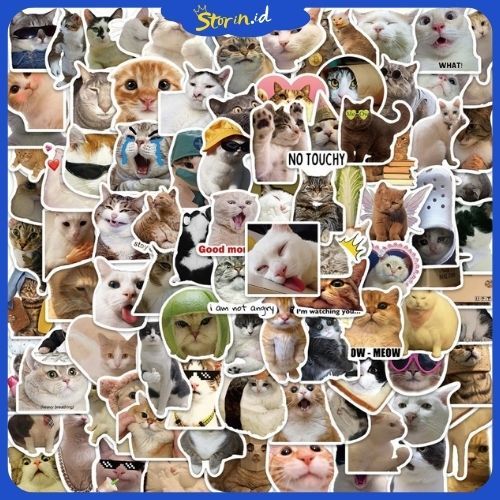 

STORIN- Hot paket emotikon kucing Stiker Anti Air Stikers Berperekat Waterproof sticker decal buat Motor Helm Buku Journal Koper Casing