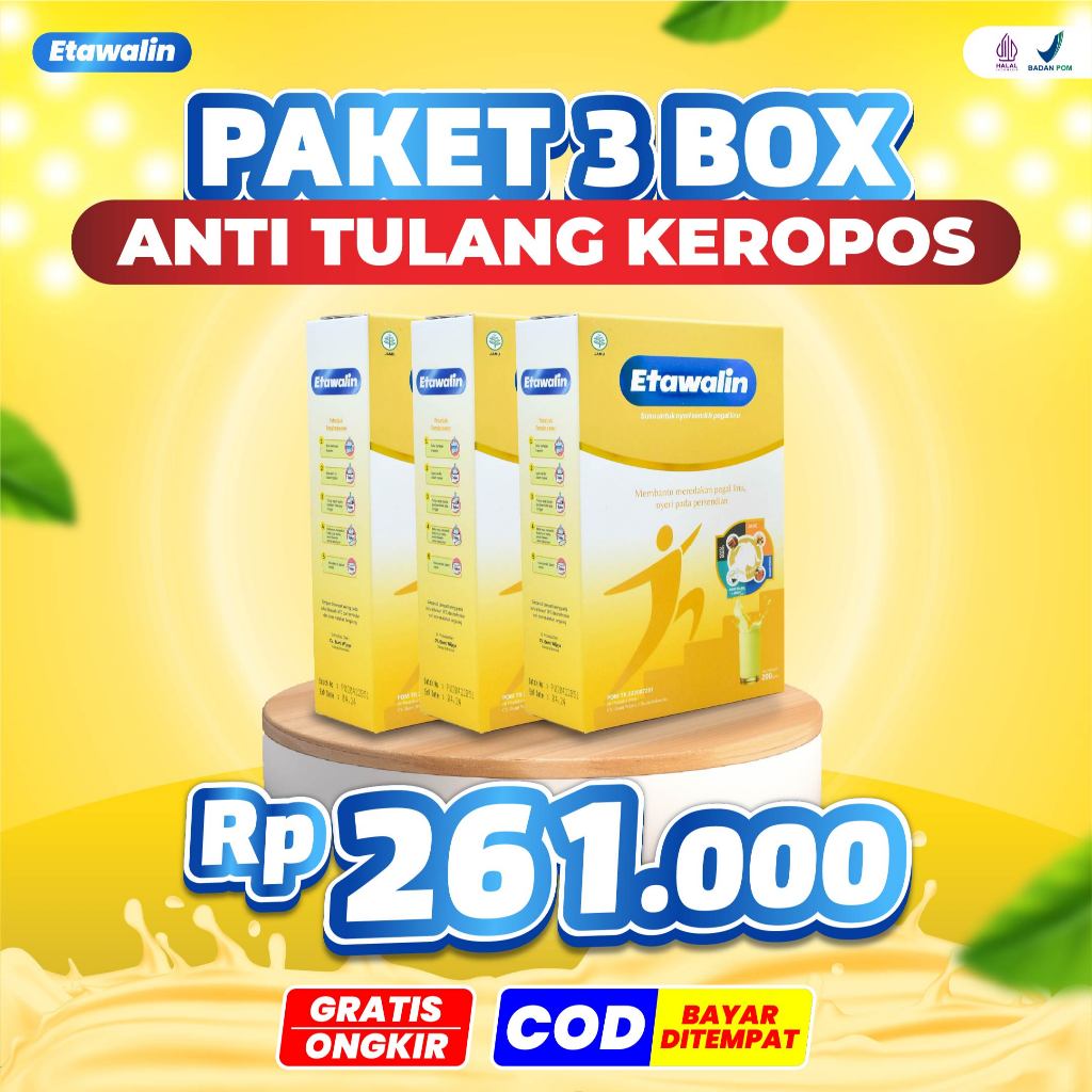 

PAKET SEMBUH 3 BOX SUSU ETAWALIN - Susu Kambing Etawalin Susu Sendi Atasi Radang Nyeri Sendi Permasalahan Tulang dan Sendi Cegah Osteoporosis Osteoartritis Rematik Asam Urat