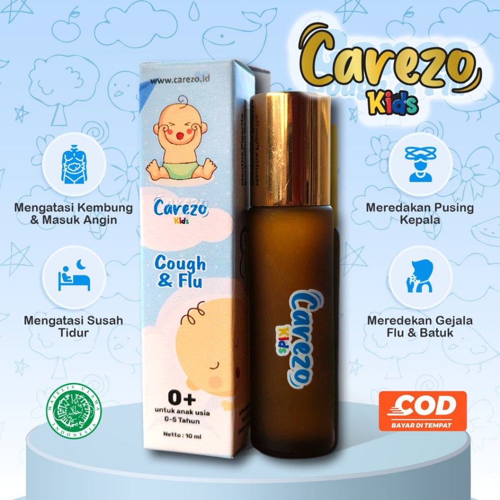 Essential Oil Bayi Obat Batuk Pilek Cough & Flu Carezo Baby Minyak Telon Anak Kids Aromatherapy Prem