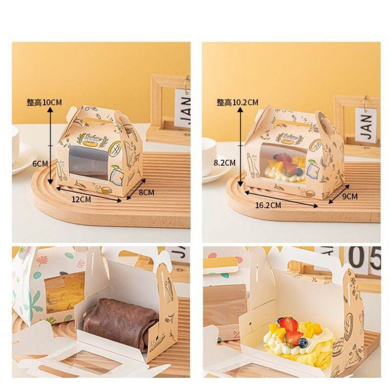 

5 pcs gable box jendela mika gable box tentengbox kotak kue hamper hadiah box jinjing motif bakery white flowerr