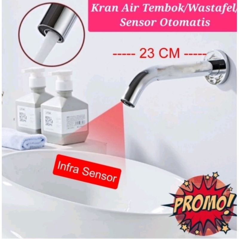 Kran Sensor Tembok Kran Wastafel Kran Wudhu Otomatis Type 801 23CM