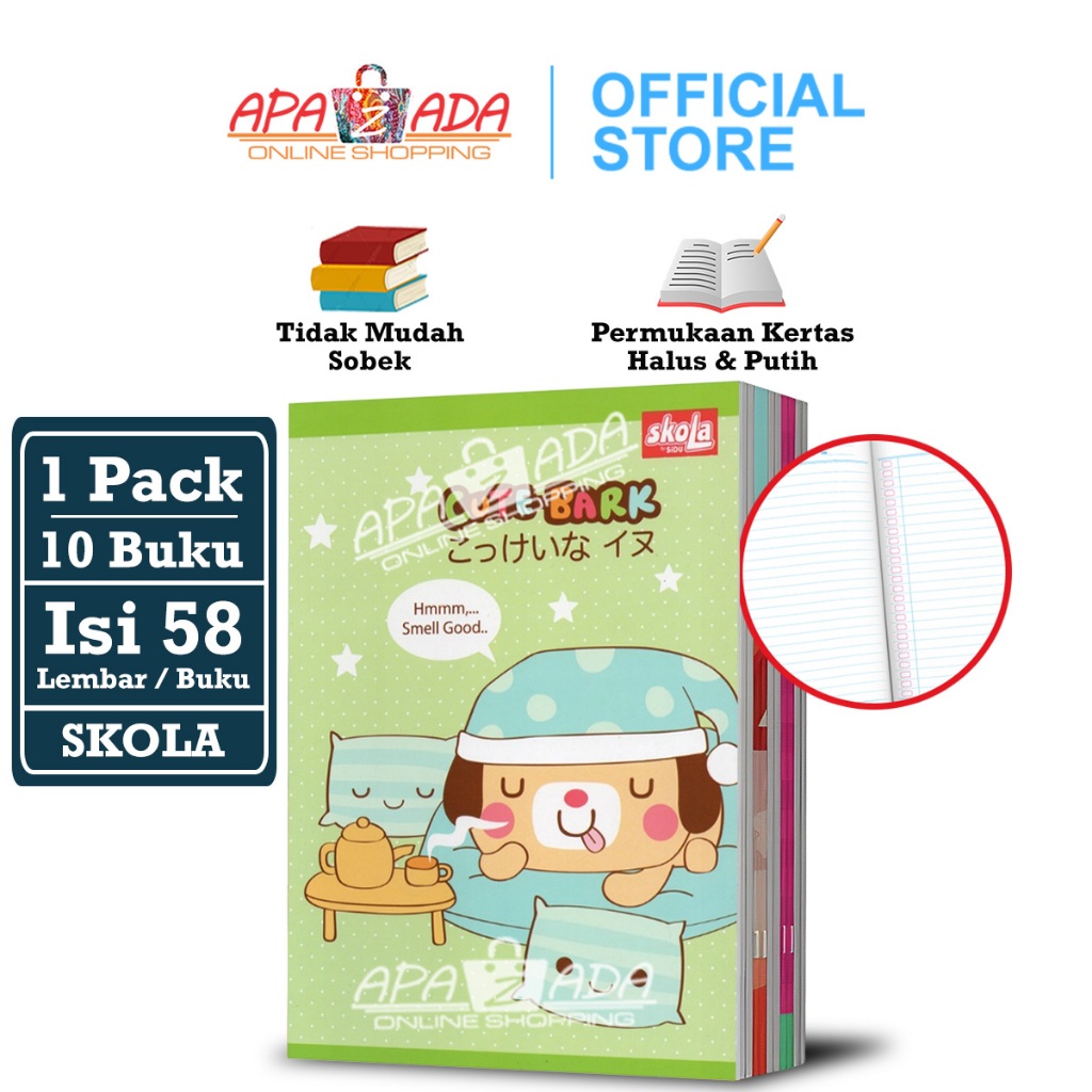 

Apazada - Buku Tulis Skola 58 Lembar Murah [1 Pack - 10 Pcs Buku] / Buku Tulis Sekolah Halus