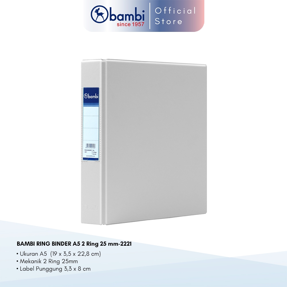 

Bambi Ring Binder A5 2 Ring D-Type Grey SMALL SIZE 25 mm