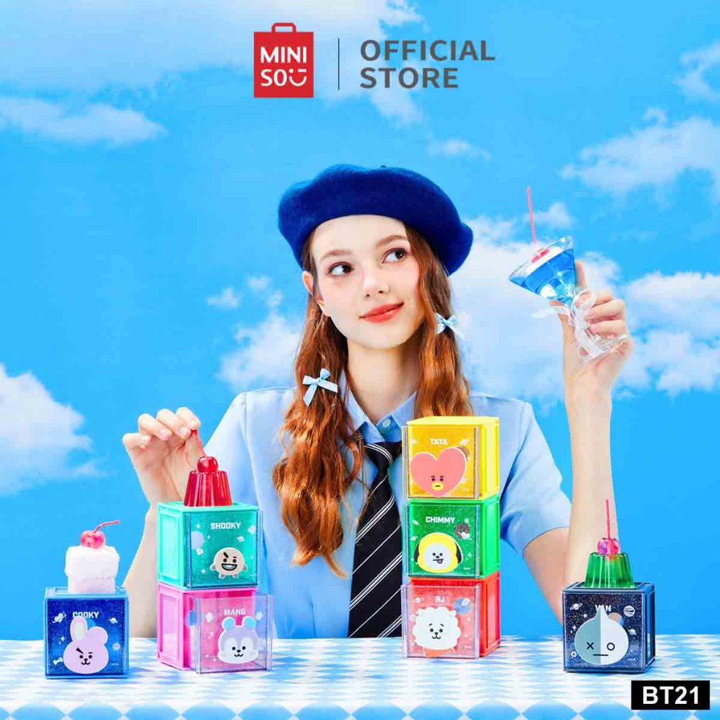 Miniso x BT21 Collection Kotak Penyimpanan Desktop Kubus Penyimpanan Dapat Ditumpuk Desain Kartun Ya