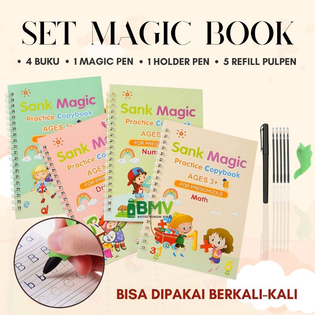 

Sank Magic Practice 1 Set Isi 4 Buku + Pulpen/Set Buku Ajaib
