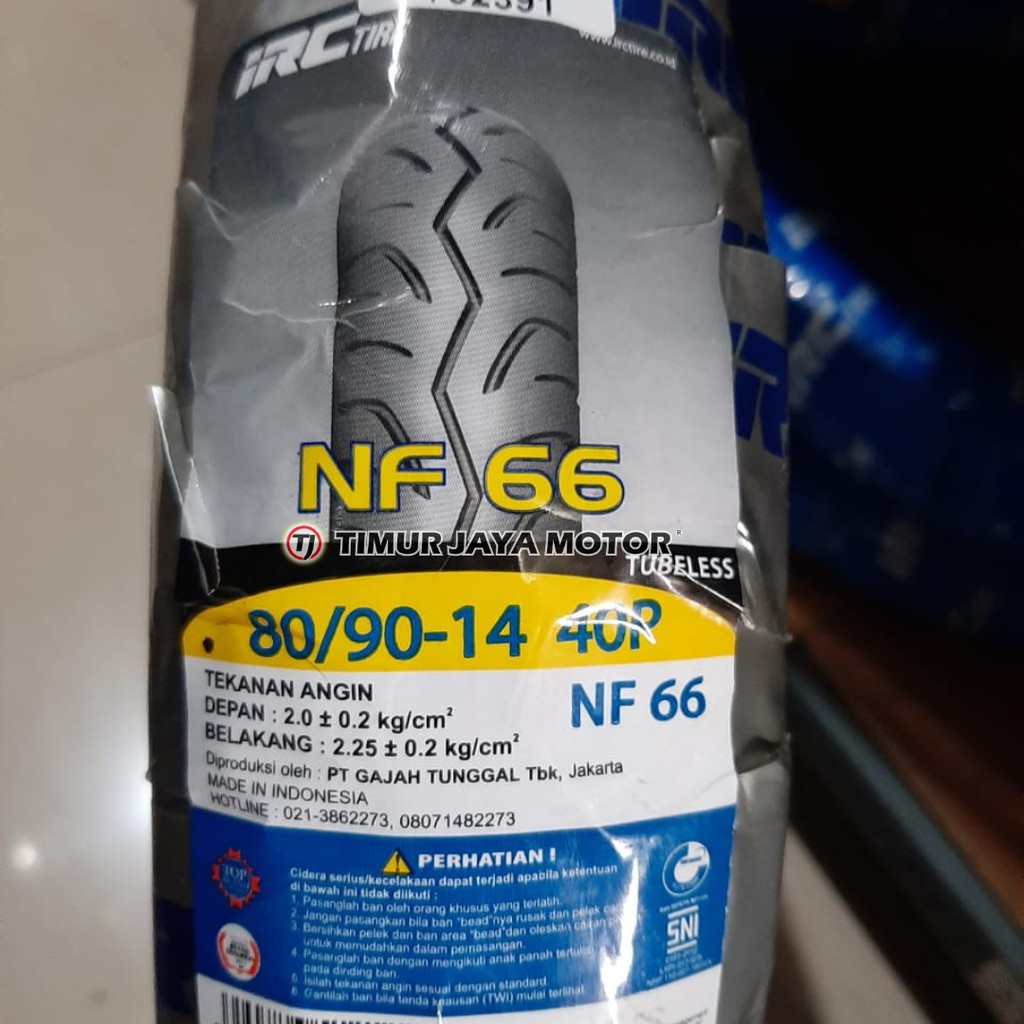 BAN LUAR IRC 80/90-14 NF66 TUBELESS kode 792391