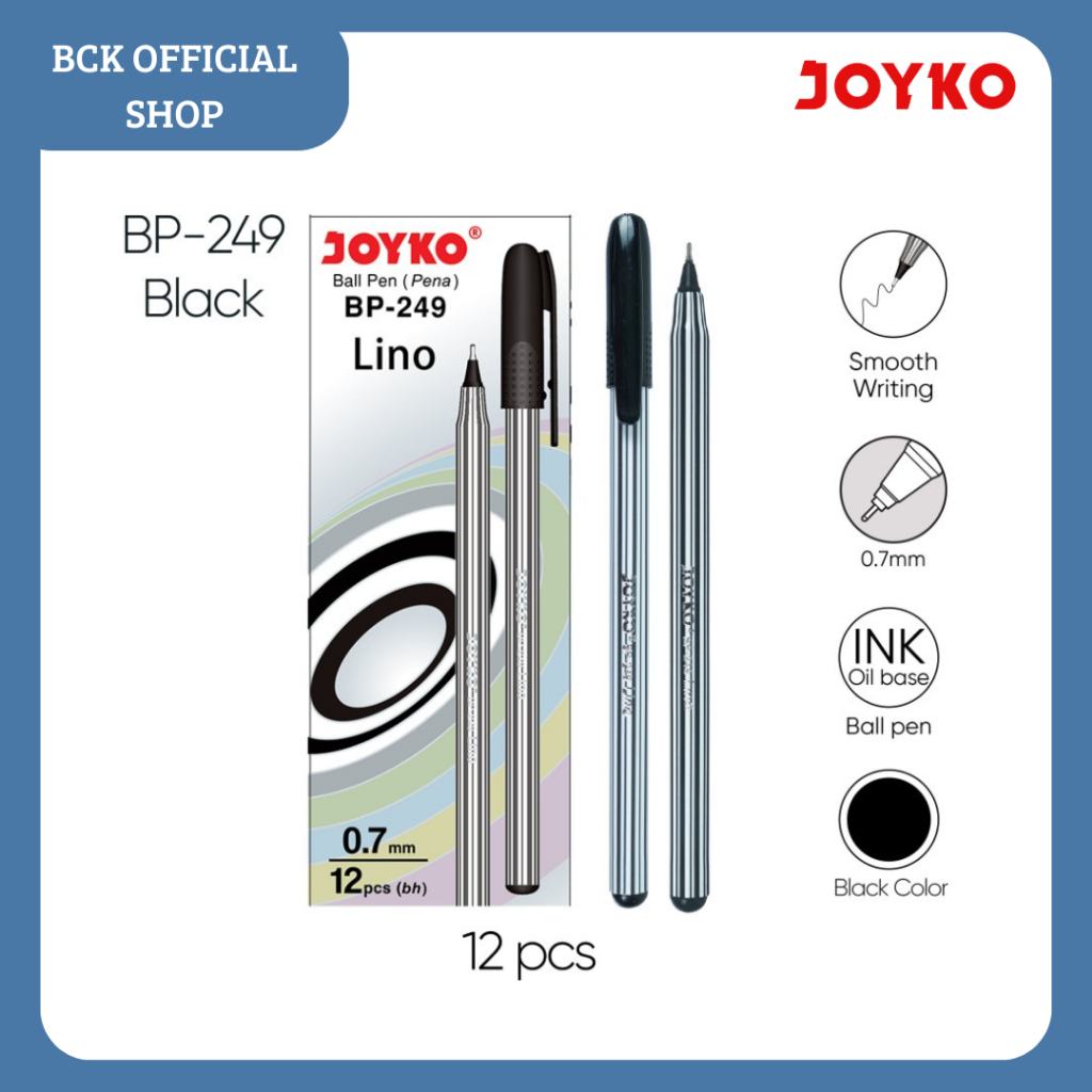 

Ball Pen BP-249 Lino Joyko / Pulpen 0.7 mm - Hitam (PACK)