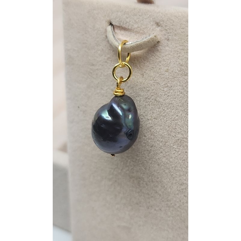 liontin mutiara barok air tawar hitam cantik