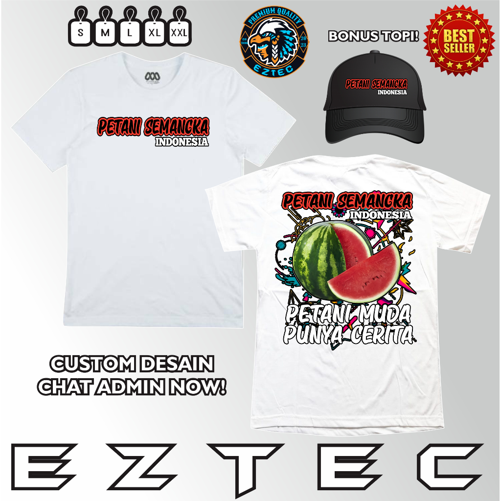 KAOS PETANI SEMANGKA PETANI MUDA PUNYA CERITA BONUS TOPI VARCITY APPAREL