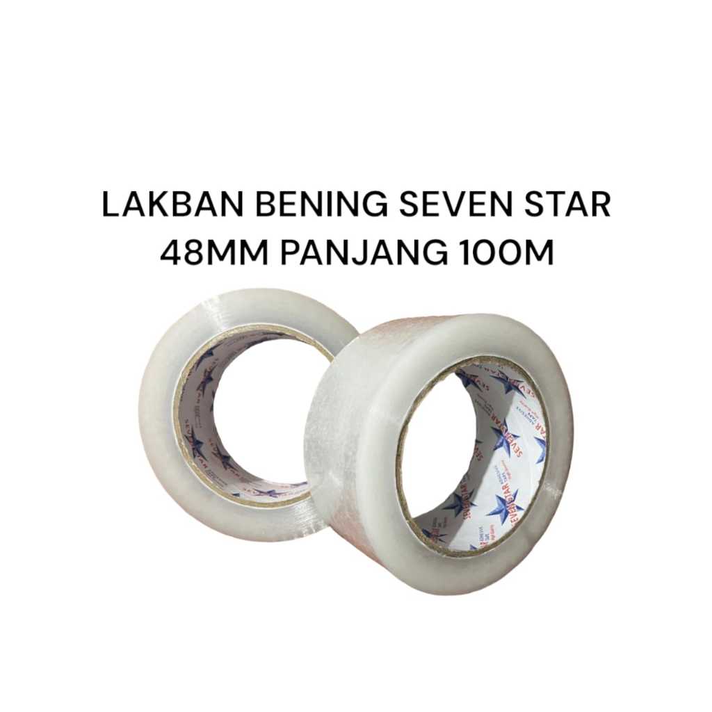 

Lakban bening 100 Meter Tebal 48mm Solasi Merk Seven Star 90 yard