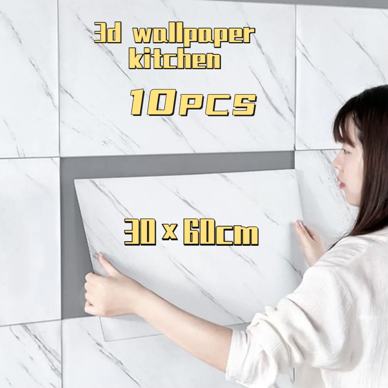 10pcs Wallpaper dinding VINYL Marble 30 x 60 cm / Lantai Vinyl Keramik Marbel Granit / Stiker Lemari