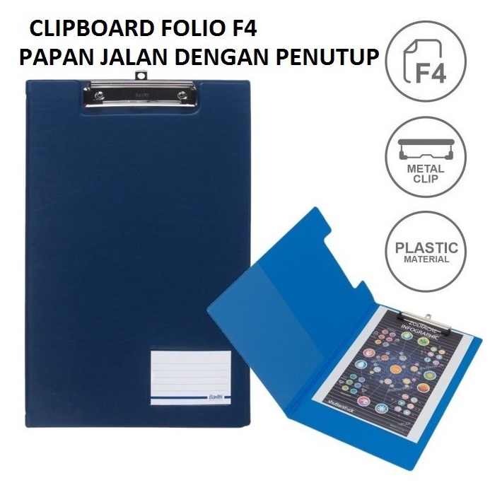 

KODE P2W8 Bantex Clipboard Papan Jalan Model Cover Penutup Folio F4