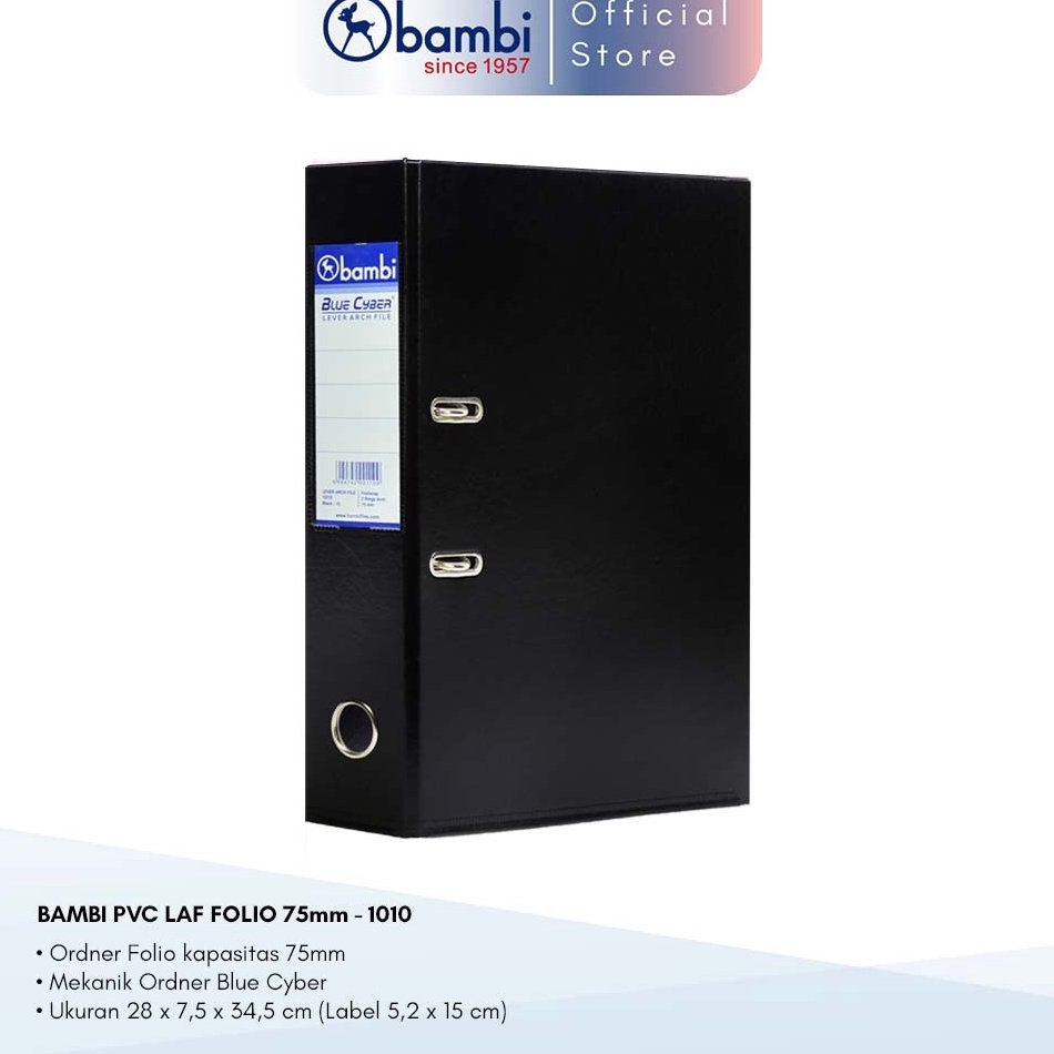 

Bambi Lever Arch File Ordner Folio Black Jumbo Size 75 mm Original KODE C1K6