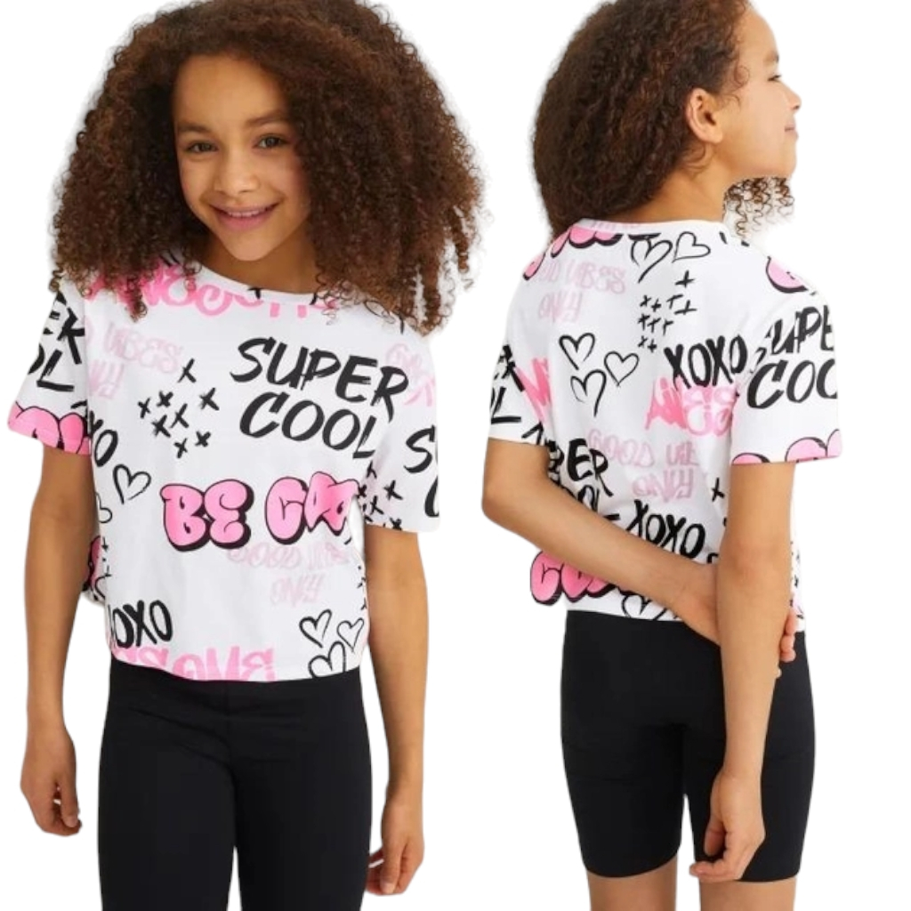 Kaos crop oversize anak perempuan 7-14 tahun [AMG 09]