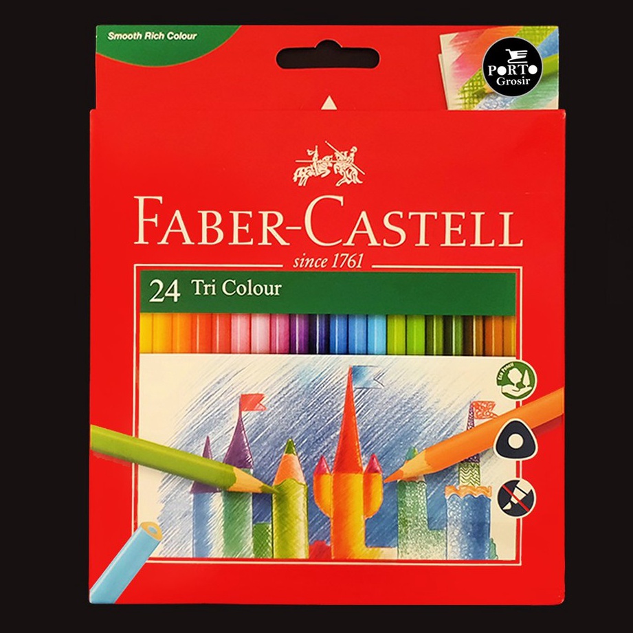 

KODE T9N6 Faber Castell 24 Tri Colour Pencils Pensil Warna Triangular Isi 24