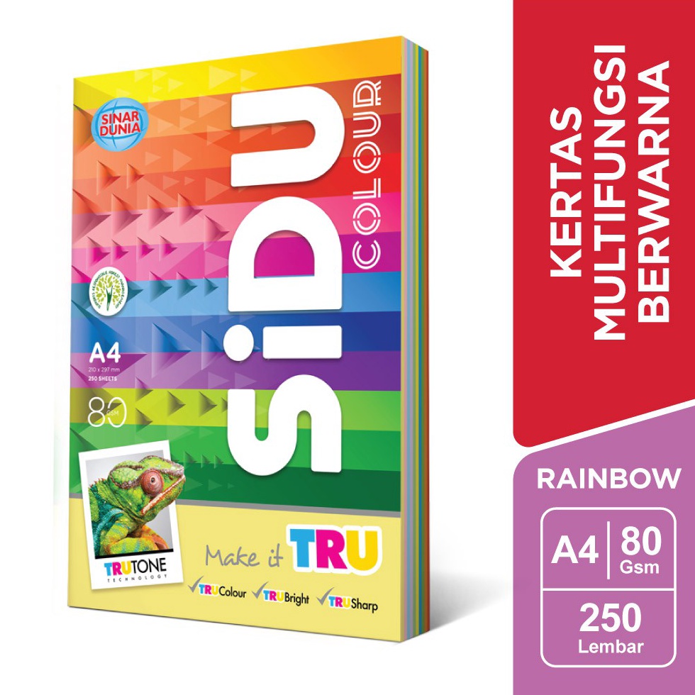 

SiDU Kertas Fotocopy Berwarna Rainbow 1 warna 8 GSM A4 KODE F8L7